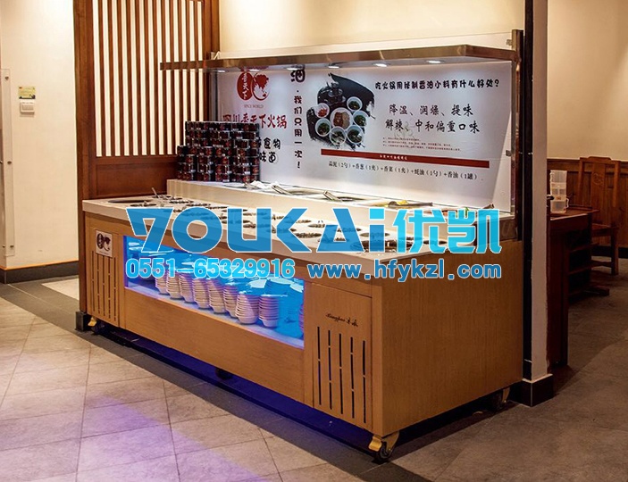 四川成都火鍋店調(diào)料臺(tái)案例-帶立體消毒功能